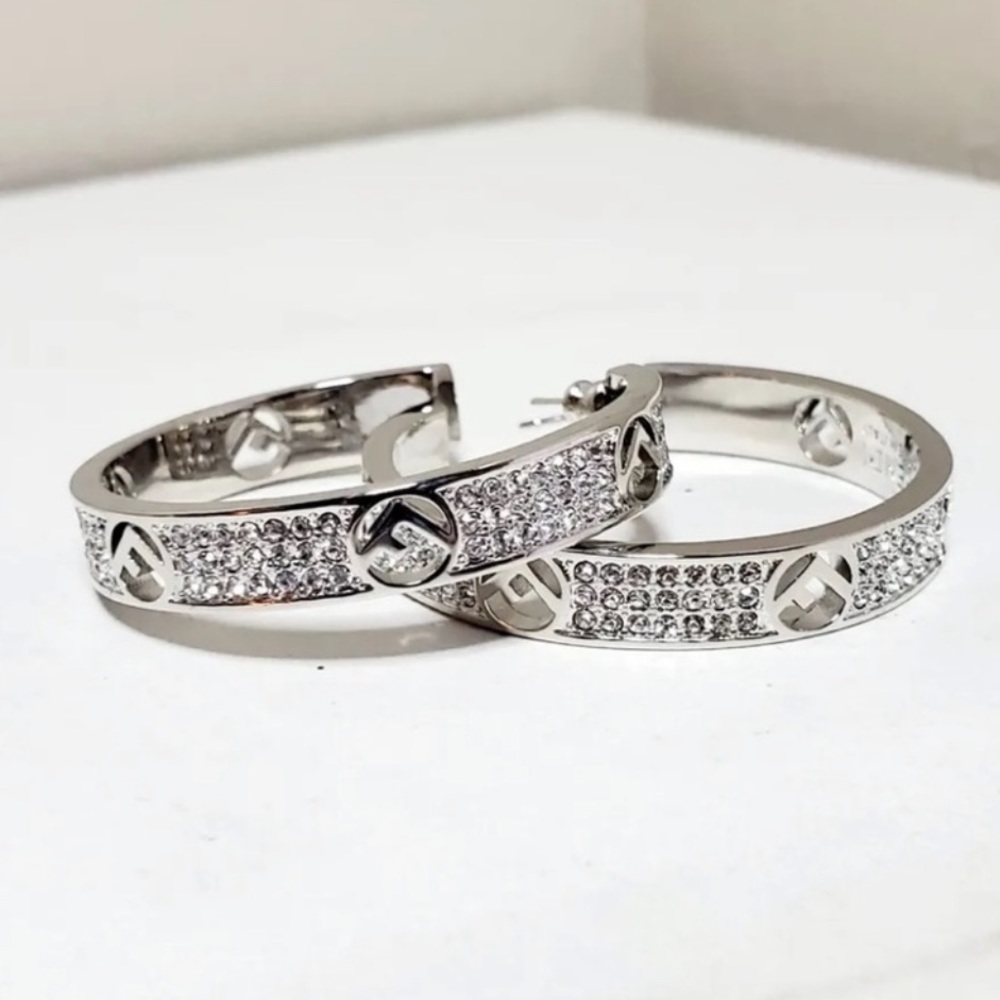 Fendi crystal hoop earrings